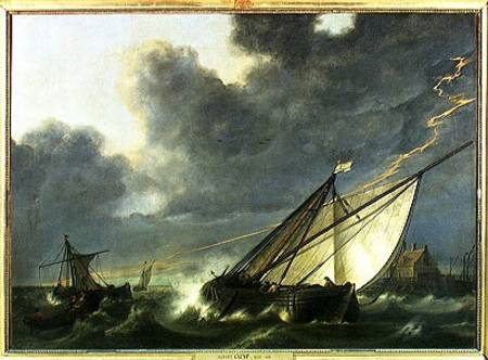 Boats in the Estuary of Holland Diep in a Storm à Aelbert Cuyp