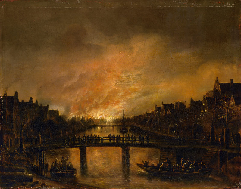 Blaze in Amsterdam à Aert van der l'Ancien Neer