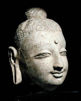 Head of a smiling Buddha, Greco-Buddhist style, from Afghanistan