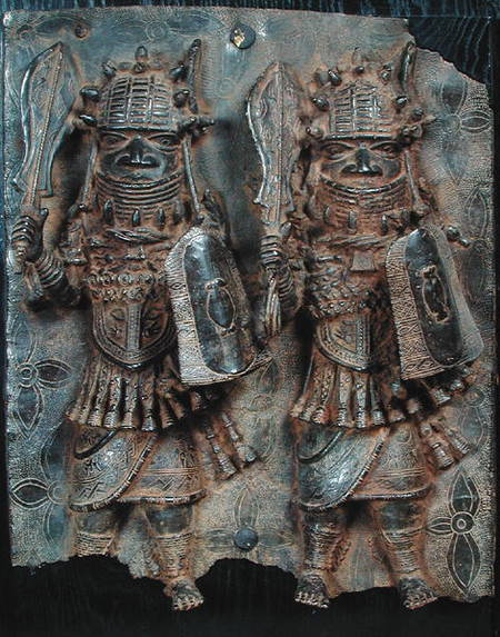 Benin plaque with two warriors, Nigeria à Africain