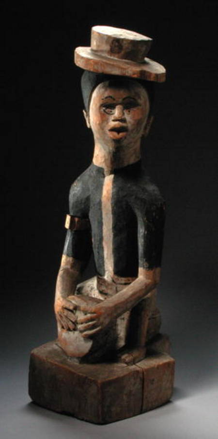 Kongo Figure of Woman on a Drum, Congo à Africain