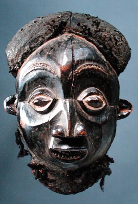 Mask from Cameroon Grasslands (wood & human hair) à Africain