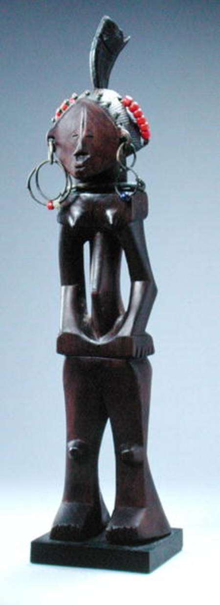 Nkishi Figure, Luba Culture, Shandaki, from Democratic Republic of Congo (wood, iron, beads & antelo à Africain