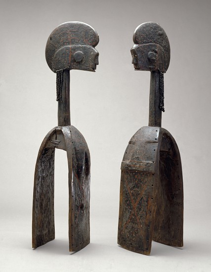 Male and female Waja masks, from Upper Benue River, Nigeria, 1850-1950 à École Africaine