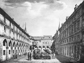 View of the Men''s Yard at the Conciergerie Prison; engraved by Alphonse Urruty (1800-70) c.1831