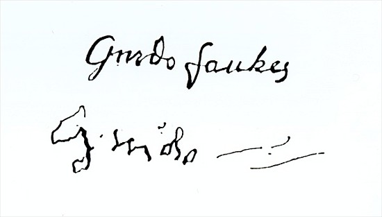Signature of Guy Fawkes (1570-1606) à (d'après) École anglaise