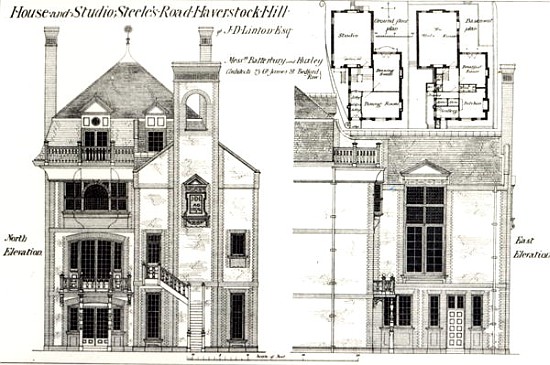 House and Studio, Steele''s Road, Haverstock Hill, from ''The Building News'',9th February 1877 à (d'après) École anglaise