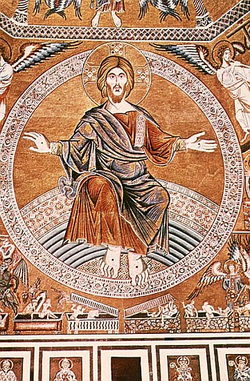 Reproduction of the mosaic of the Last Judgement in the Baptistery, Florence à (d'après) École italienne