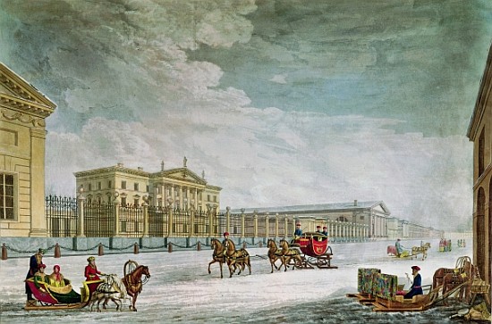 View of the Imperial Bank and the Shops at St. Petersburg (see also 87474) à (d'après) Mornay