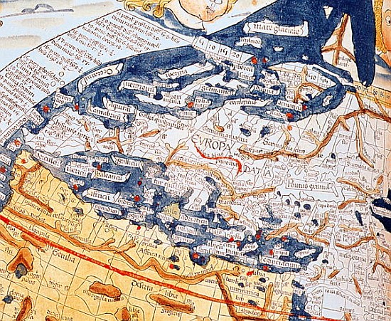Map of central Europe, 1486 (details of 157909) à (d'après) Ptolemy