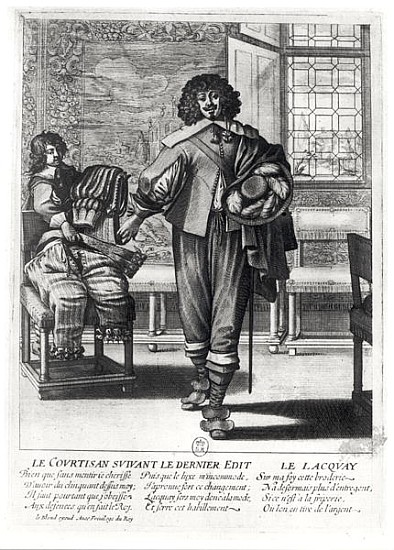 Courtier following the last royal edict in 1633 and his lacquey à (d'après) Abraham Bosse