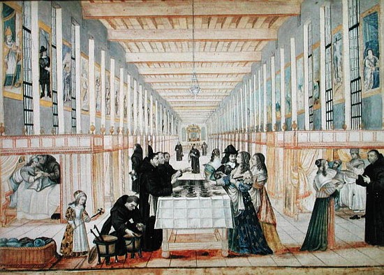 The Infirmary of the Sisters of Charity during a visit of Anne of Austria (1601-66) c.1640 (see also à (d'après) Abraham Bosse