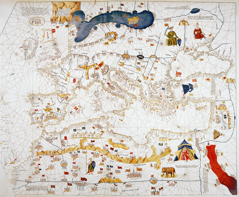 Copy of Catalan Map of Europe, North Africa and the Middle East à (d'après) Abraham Cresques