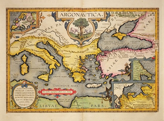 Map of the Voyage of the Argonauts, from the ''Theatrum Orbis Terrarum'' à (d'après) Abraham Ortelius