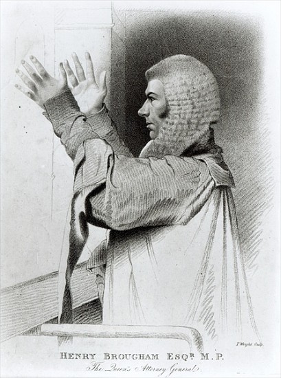 Henry Brougham Esq MP, The Queen''s Attorney General; engraved by T.Wright à (d'après) Abraham Wivell