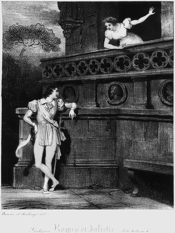 Scene from Act III of ''Romeo and Juliet'' by William Shakespeare (1564-1616) à (d'après) Achille Deveria