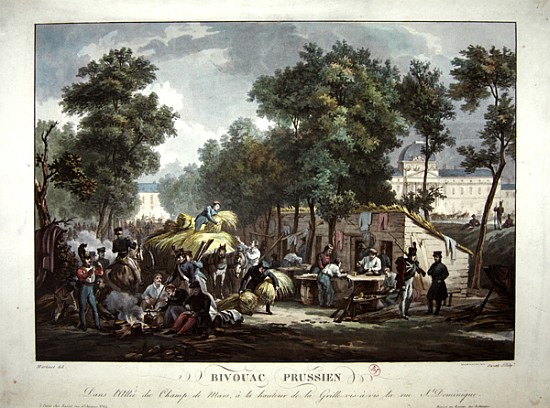 Prussian soldiers bivouacking in the Champs de Mar, Paris in 1871 à (d'après) Achille-Louis Martinet