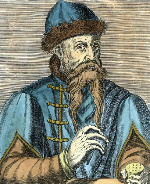 Portrait of Johannes Gutenberg (c.1400-68) à (d'après) Albrecht Mentz