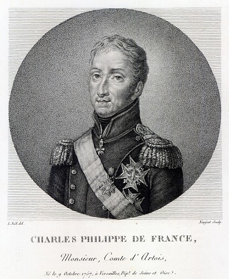 Portrait of Charles of France (1757-1836), Count of Artois, future Charles X King of France and Nava à (d'après) Alexandre Jean Noel