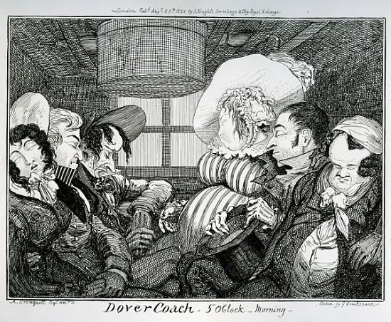 Dover Coach, 5 o''clock morning, etched by George Cruikshank à (d'après) Alfred Crowquill