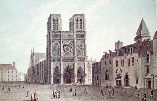 The Square in Front of Notre-Dame at the Time of the Consulat, 1799-1804 à (d'après) Angelo Garbizza
