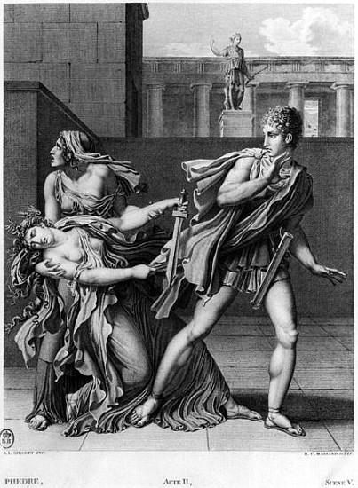 Phaedra, Oenone and Hippolytus, illustration from Act II Scene 5 of ''Phedre'' Jean Racine (1639-99) à (d'après) Anne Louis Girodet de Roucy-Trioson