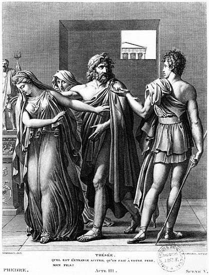 Phaedra, Theseus and Hippolytus, illustration from Act III Scene 5 of ''Phedre'' Jean Racine (1639-9 à (d'après) Anne Louis Girodet de Roucy-Trioson