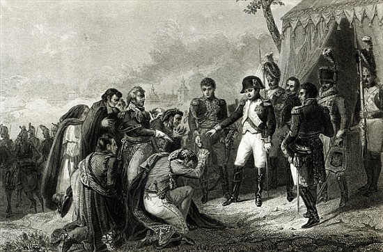 The Defeated Spanish prostrate before Napoleon before his entry into Madrid, December 1808 à (d'après) Antoine Charles Horace (Carle) Vernet
