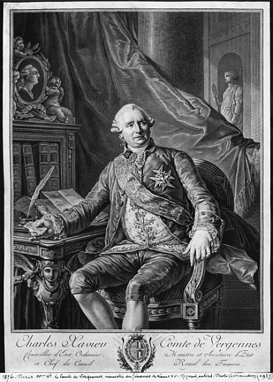 Charles Gravier, Count of Vergennes; engraved by Vicenzio Vangelisti (1738-98) c.1774 à (d'après) Antoine Francois Callet