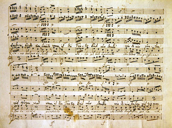 Late c18th copy of a manuscript page from the score of ''La scuola de'' gelosi'' à (d'après) Antonio Salieri