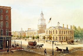 State House, Philadelphia; engraved by Deroy