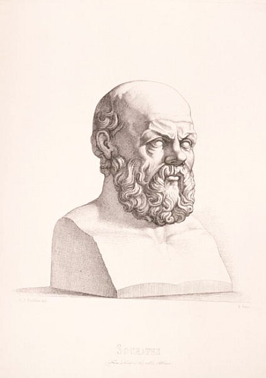 Portrait of Socrates (c.470-399 BC) ; engraved by B.Barloccini, 1849 à (d'après) C.C Perkins