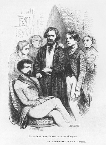 They understood his lack of money, illustration from ''Les Illusions perdues'' Honore de Balzac à (d'après) Celestin Francois Nanteuil