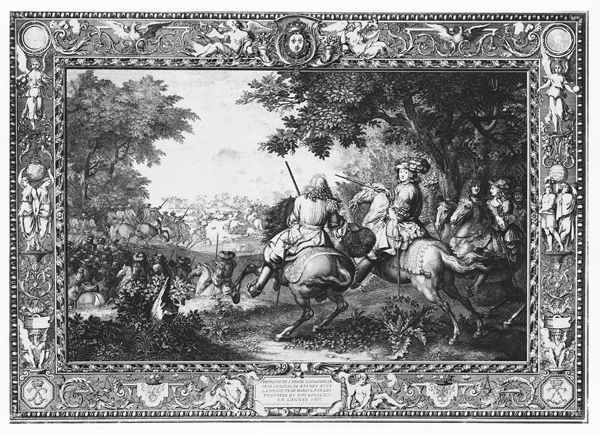 Tenture ''Histoire du Roi'', Defeat of Count de Marsin; engraved by Sebastien Le Clerc (1673-1714) 1 à (d'après) Charles Le Brun