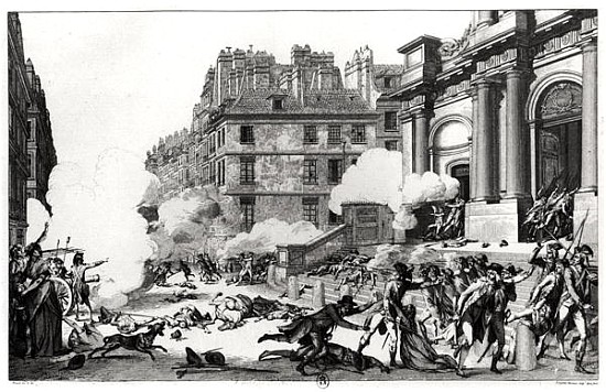Day of 13 Vendemiaire an IV (5th October 1795), shoot-out before St. Roch church in Paris; engraved  à (d'après) Charles Monnet