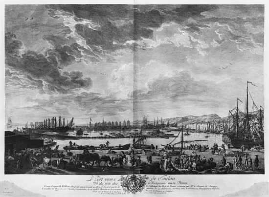 Old Port of Toulon, seen from the quartermaster''s stores, series of ''Les Ports de France''; engrav à (d'après) Claude Joseph Vernet