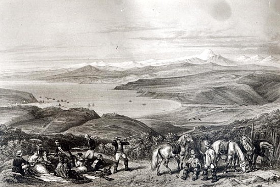 Distant View of the Aconcagua Volcano, from ''Historia de Chile'' ; engraved by F. Lehnert à (d'après) Claudio Gay