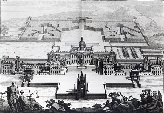 Castle Howard, from ''Vitruvius Britannicus'' Colen Campbell; engraved by Hendrik Hulsbergh, c.1718- à (d'après) Colen Campbell