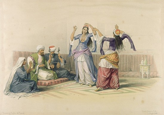 Dancing Girls at Cairo, from ''Egypt and Nubia''; engraved by Louis Haghe (1806-85) à (d'après) David Roberts