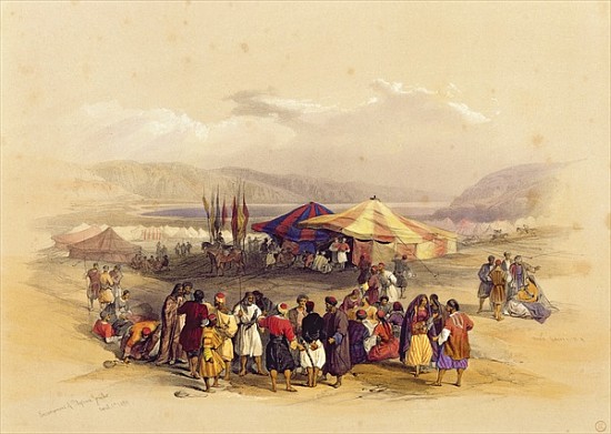 Encampment of the Pilgrims at Jericho'' 1st April 1839, from Volume II of ''The Holy Land'' à (d'après) David Roberts