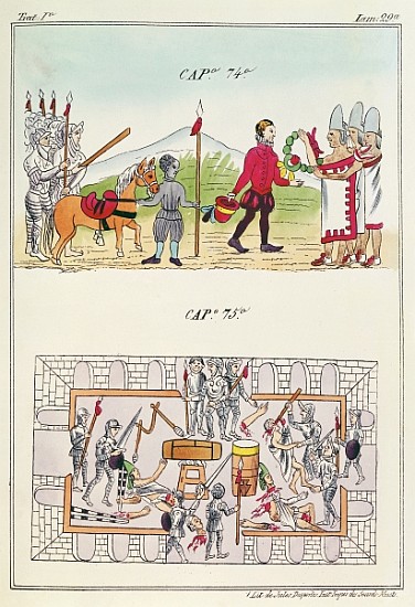 Cap 74 and Cap 75, illustrations from ''Historia de las Indias de Nueva Espana y islas de tierra fir à (d'après) Diego Duran