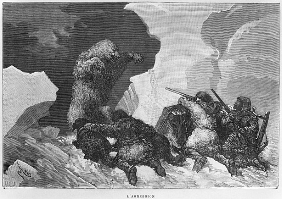 Attack, illustration from ''Expedition du Tegetthoff'' Julius Prayer (1841-1915) à (d'après) Edouard Riou