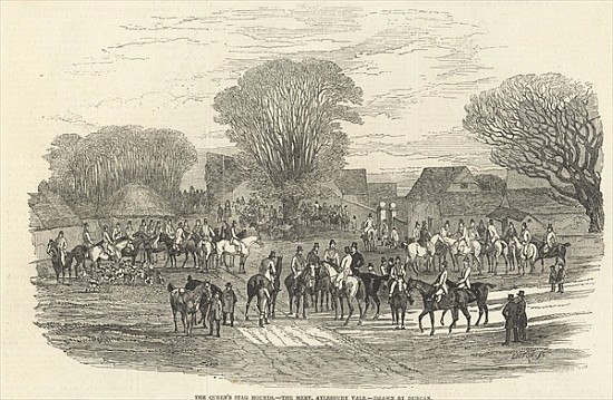 The Queen''s Stag Hounds: The Meet, Aylesbury Vale, from ''The Illustrated London News'', 5th Decemb à (d'après) Edward Duncan