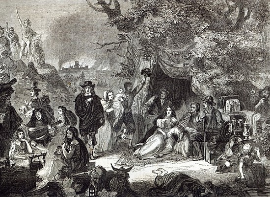 Highgate Fields during the Great Fire of London in 1666 à (d'après) Edward Matthew Ward