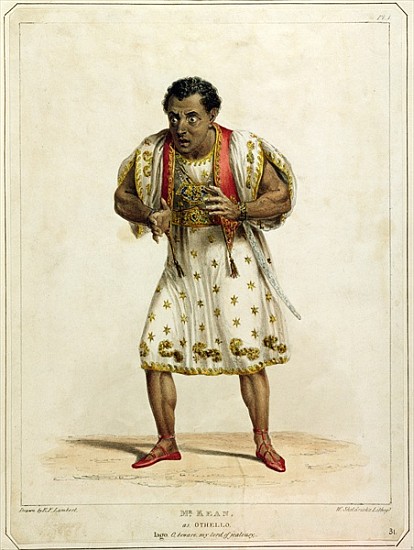 Portrait of Mr Edmund Kean (1787-1833) as Othello; engraved by W. Sheldricks à (d'après) E.F. Lambert