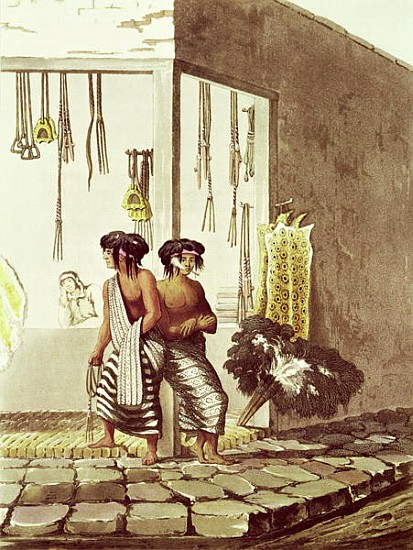Pampa Indians at a Store in the Indian Market of Buenos Aires, from ''Picturesque Illustrations of B à (d'après) Emeric Essex Vidal