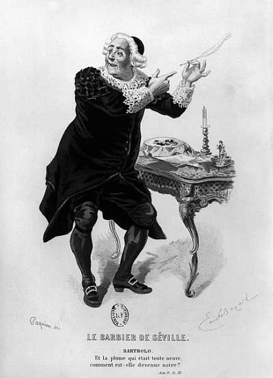 Bartholo, illustration from Act II Scene 11 of ''The Barber of Seville'' Pierre Augustin Caron de Be à (d'après) Emile Antoine Bayard
