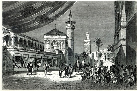 A Bazaar at Tunis à (d'après) Emile Theodore Therond