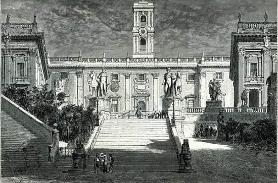 Facade of the Senatorial Palace, Rome à (d'après) Emile Theodore Therond