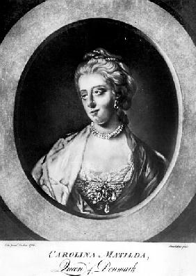 Caroline Matilda, Queen of Denmark and Norway; engraved by Brookshaw (b/w photo) 